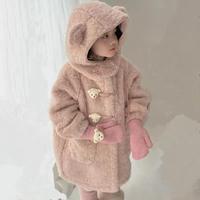 2025 nouvelles filles élégant mignon pull en fourrure épaissi manteau doublé polaire pour automne hiver bébé vêtements d'hiver avec remplissage en coton