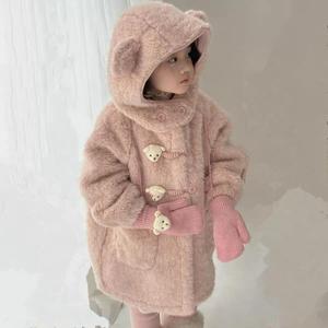 2025 nuovo elegante maglione di <span class=keywords><strong>pelliccia</strong></span> da ragazza <span class=keywords><strong>cappotto</strong></span> foderato in pile per l'autunno inverno abbigliamento invernale <span class=keywords><strong>con</strong></span> imbottitura in cotone - Product Image 1
