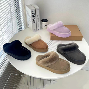 Chauffeuses Hivernales en Peau <span class=keywords><strong>de</strong></span> Mouton pour Femme, Confortables, Chaudes, à Semelle Épaisse, Étoile, Antidérapantes, en Cuir Véritable, Bottes <span class=keywords><strong>de</strong></span> Neige pour Femme - Product Image 1