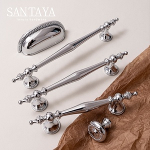 Santaya Chrome Furniture Brass <strong>Handle</strong> Silver Luxury Wardrobe Door <strong>Knob</strong> T-Bar Kitchen <strong>Cabinet</strong> <strong>Pull</strong> Solid <strong>Drawer</strong> <strong>Shell</strong> <strong>Handles</strong> - Product Image 1