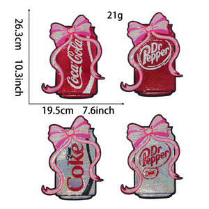 Kustom Chenille Patch payet ramah lingkungan busur besi pada Cola botol dengan busur payet patch untuk pakaian - Product Image 4