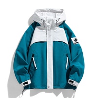 Blouson bomber tendance coréen color-block pour homme, coupe ample, col montant, idéal pour le printemps/automne, veste de sport d'extérieur coupe-vent pour la randonnée