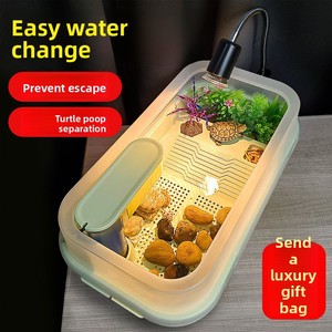 Vrijstaande moderne slimme schildpaddenkweektank voor thuisgebruik, met klim- en zonneplatforms, eenvoudige waterverversing en ontsnappingsbeveiliging. - Product Image 1