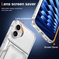 Coque Arrière Antichoc Hybride Transparente en TPU et PC avec 4 Emplacements pour Cartes pour iPhone 18 Pro Max 17 16 Pro 15 14 Pro Max 13 12 11