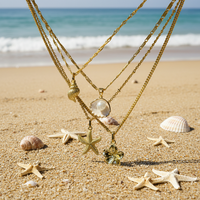 Collier à perles irrégulières superposées sexy 2025, collier à pendentif en coquille de conque dorée à plusieurs niveaux pour femmes, bijoux de plage, cadeau