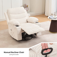 Fauteuil inclinable pivotant manuel 360° avec massage, chauffage, porte-gobelets et poches de rangement – Mobilier de salon populaire