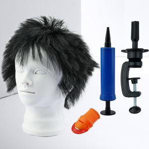 Tête de mannequin d'entraînement pour barbier en cheveux humains à 100%, multifonctionnelle, 24 cm, tête d'entraînement pour hommes avec support - Product Image 1