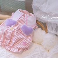 Robe pour animaux de compagnie rayée macaron mignonne avec décor cœur 3D, jupe de princesse pour chiot, vêtements d'été fins et respirants pour chiens Maltese et petits chiens