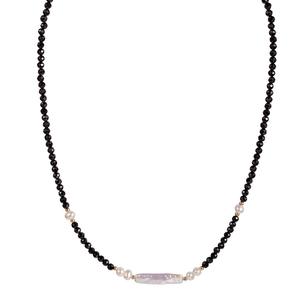 Exquisito Collar de Piedras de Cristal Negras Puntiagudas, Diseño Moderno, Collar de Perlas Naturales de Agua Dulce para Chicas Modernas - Product Image 3