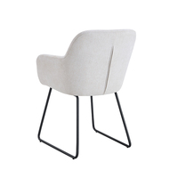Chaise de salle à manger en velours de tissu de cuisine à mi-dossier de conception nordique Simple pour la salle à manger avec des pieds en métal noir