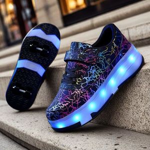 Xiyulong Kids Roller Shoes With Led Lights Size 29-40 Double Row Wheels For Boys Girls - Product Image 1