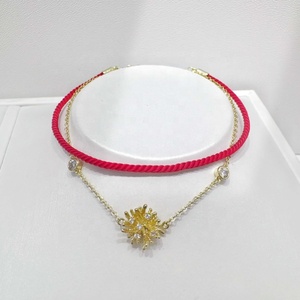Pulsera de cuerda roja con circonitas, chapada en oro, plata 925, estilo veraniego, para chicas, precio de fábrica. - Product Image 2