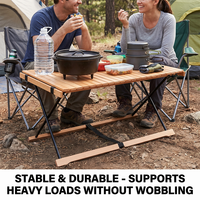 Table de pique-nique pliable à roulettes, table de camping portable en bois, design imperméable pour les rassemblements en plein air, les sorties en camping