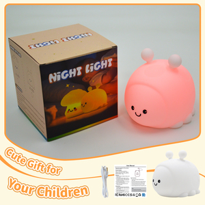 Nueva Lámpara Nocturna LED Creativa <span class=keywords><strong>de</strong></span> Silicona con Forma <span class=keywords><strong>de</strong></span> Mariquita, 8 Colores, Temporizador Automático, Decoración para Habitación Infantil, Funciona con Pilas - Product Image 6