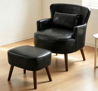 Fauteuil d'appoint rembourré à pieds en bois, canapé individuel, fauteuil de détente pour la maison, la chambre et le salon - Vente directe en gros