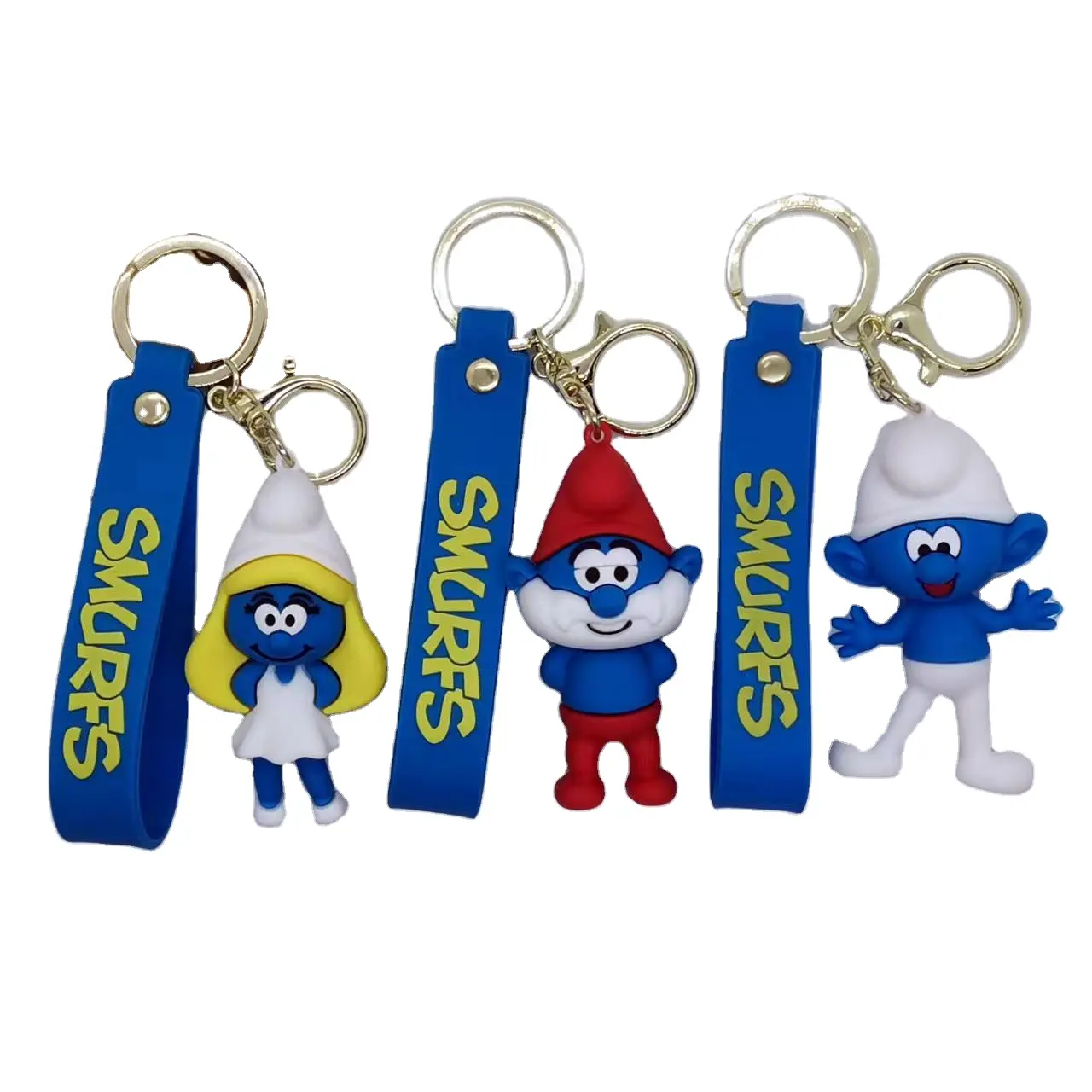 Groothandel Creatieve Schattige Smurfes Sleutelhanger Auto Rugzak Hanger Schooltas Pop Sleutelhanger Cadeau