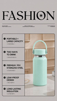 Bouteille d'eau isotherme pour enfants en acier inoxydable rose, 7 oz, avec poignée et bouchon à vis, mini-gourde de voyage pour enfants, thermos sous vide