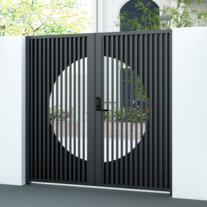 Porte double en fer forgé en alliage d'aluminium, design moderne, <span class=keywords><strong>portail</strong></span> de cour <span class=keywords><strong>pour</strong></span> villa, jardin, maison auto-construite rurale - Chine - Product Image 1