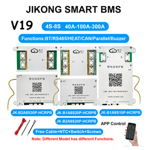 JK BMS V19 Smart BMS 4S~8S BT RS485 <b>HEAT</b> CAN 0.4~2A Current 40A-300A Active Balancer for Li-ion LiFePo4 Lto Battery Accessories - Product Image 1