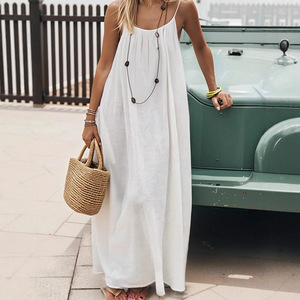 2026 Loose-Fit <b>Spaghetti</b> <b>Strap</b> Dress Women's Casual Homewear Summer Dress Solid-Color Vacation Cool Homewear - Product Image 3