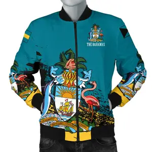 Oem Großhandel Bahamas Special Herren Bomber jacke Personal isierte Custom Logo Bahamian Herren jacken Print On Demand Jacke für Herren