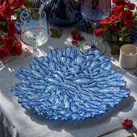 Assiettes de présentation en verre floral vert de luxe Plats durables pour dîner Élégant Ensembles de vaisselle d'assiette de mariage