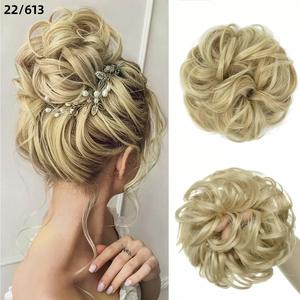 Messy Hair <span class=keywords><strong>Chignon</strong></span> Cheveux Pièces Mix Couleur Élastique Ondulé Bouclés Chouchous Synthétique <span class=keywords><strong>Chignon</strong></span> Extension de Cheveux pour Filles - Product Image 4