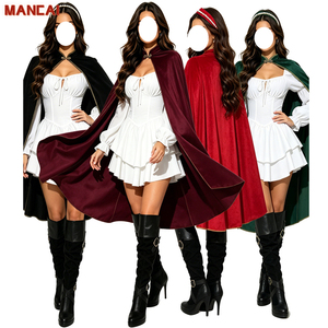 Capa de disfraz de Rey, Reina, Princesa para <span class=keywords><strong>Mujer</strong></span> y Hombre, con ribete dorado de terciopelo, para Halloween, Renacimiento, Boda, Traje Medieval, Nupcial, para Niñas - Product Image 1