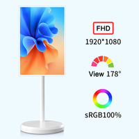 Televisor Portátil Inteligente Android con Pantalla Táctil de 32 Pulgadas, con Base con Ruedas, Batería Recargable, Pantalla de Transmisión en Vivo de 1080P