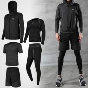 Conjunto <span class=keywords><strong>de</strong></span> camiseta y medias deportivas <span class=keywords><strong>de</strong></span> compresión para <span class=keywords><strong>hombre</strong></span>, ropa <span class=keywords><strong>de</strong></span> gimnasio, 5 unidades - Product Image 1