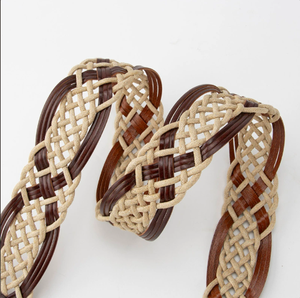 <span class=keywords><strong>Cintura</strong></span> Vintage con Fili di <span class=keywords><strong>Pelle</strong></span> Intrecciati Marrone e <span class=keywords><strong>Beige</strong></span>, Fibbia in Rame Retrò, Design Casual Bohemien Rustico ed Eco-sostenibile - Product Image 3