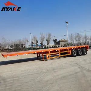 China Fornecedor 2 eixos 3 eixos de segunda mão reboque de cama plana de caminhão transportador de contêineres