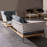 Nordique hôtel Villa meubles de jardin étanche hôtel Villa PE rotin aluminium teck bois extérieur sectionnel canapé ensemble