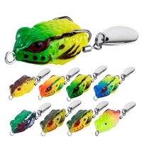 Leurre de pêche WildTrek Mini Frog 2,5 cm/3 g, leurre souple de surface avec lame rotative et double hameçon pour poisson-tête-de-serpent, poisson d'eau salée, bar.