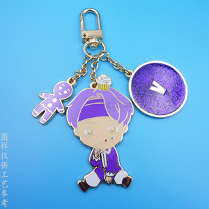 Custom <b>Anime</b> Character <b>Keychain</b> Metal Enamel Pendant With Chain Gold Color Business Gift Promotional Item - Product Image 2