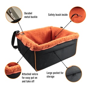 Verbesserter Luxus-Hunde-Autositz aus Oxford-Material mit Verstellbarem Metallrahmen, Waschbarem Dickem Kissen, Sicherheitsleine und Aufbewahrungsknopf - Product Image 3