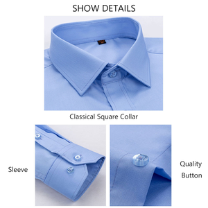 Bán Buôn Bông Tre Pha Trộn Màu Trắng Cổ Điển Vuông Cổ Áo Chính Thức Kinh Doanh Dài Tay Áo Mỏng Phù Hợp Với Người Đàn Ông Của Áo Sơ Mi - Product Image 5