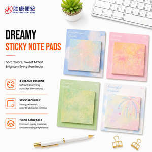 สมุดโน้ตทรงสี่เหลี่ยมสีสันสดใสสวยงาม กระดาษเรียบแบบมีกาวในตัว พิมพ์ลายตามสั่ง สำหรับการเรียน ตกแต่งโต๊ะทำงาน อุปกรณ์สำนักงาน - Product Image 1
