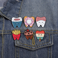 Fabricant Personnaliser les Conceptions Conception de Nourriture Mignonne Dentiste Dents Insigne de Dent Broche Dent Épingle en émail souple