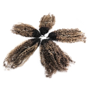 Estensioni di <span class=keywords><strong>Capelli</strong></span> Umani Vmae Raw Virgin Balayage Biondo Cenere con Riflessi <span class=keywords><strong>Ricci</strong></span> <span class=keywords><strong>Afro</strong></span> Kinky per Trecce all'Uncinetto - Product Image 4