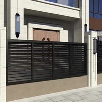Clôture murale extérieure au design moderne, grillage horizontal en tubes plats, portails, clôture d'intimité en aluminium thermolaqué