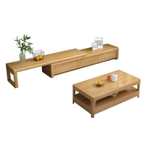 Solid Wood Tv Cabinet And <b>Coffee</b> <b>Table</b> Combination Extendable Nordic Style Living Room Furniture For Small Apartment - Product Image 4