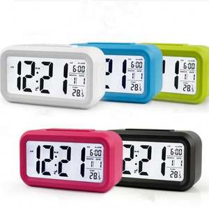 Custom Logo Promotional Durable ABS <b>Plastic</b> Simple Multi-Function LCD Desk Alarm Clock Snooze Temperature <b>Display</b> Gift - Product Image 1