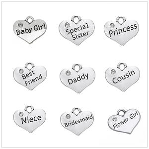 AA022231 Breloques Cœur Sœur de la Mariée Pendentifs Bijoux Antiques Fabrication Artisanale DIY - Product Image 1