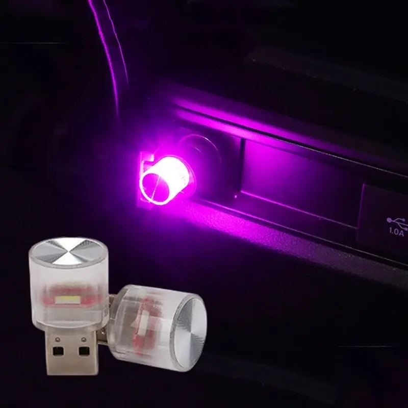 Автомобильная светодиодная мини-лампа с USB, декоративные атмосферные лампы для интерьера автомобиля, ПК, компьютера, Бесплатная установка, портативный светильник Plug Play