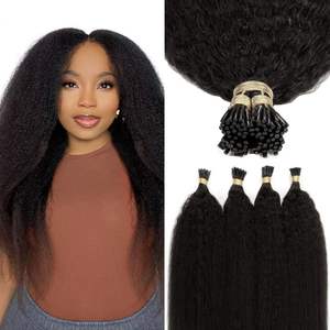 Ik Tip Keratine Human Hair Extension 100% Mongoolse Natuurlijke Kleur Ik Tip Kinky Curly Hair Extensions Kinky Recht - Product Image 1