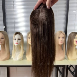 Vente en gros usine : Topper de cheveux humains vierges européens à base de soie, extension droite à cuticules alignées pour commande en gros - Product Image 1