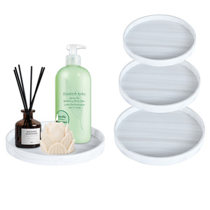 3 Packs Round Silicone Serving Vanity <b>Tray</b> Counter Plate Candle Soap <b>Perfume</b> Holder Circle Decorative Bathroom Organizer - Product Image 1