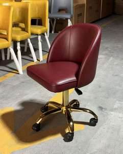 Chaise de bureau ergonomique moderne en maille pivotante avec roulettes, hauteur réglable, noire, pour salon de manucure - Product Image 4