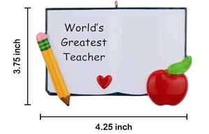Ornement personnalisé pour enseignant le plus grand enseignant du monde, ornement d'arbre de <span class=keywords><strong>noël</strong></span> <span class=keywords><strong>2022</strong></span> pour enseignant d'école Apple avec <span class=keywords><strong>livres</strong></span> - Product Image 2